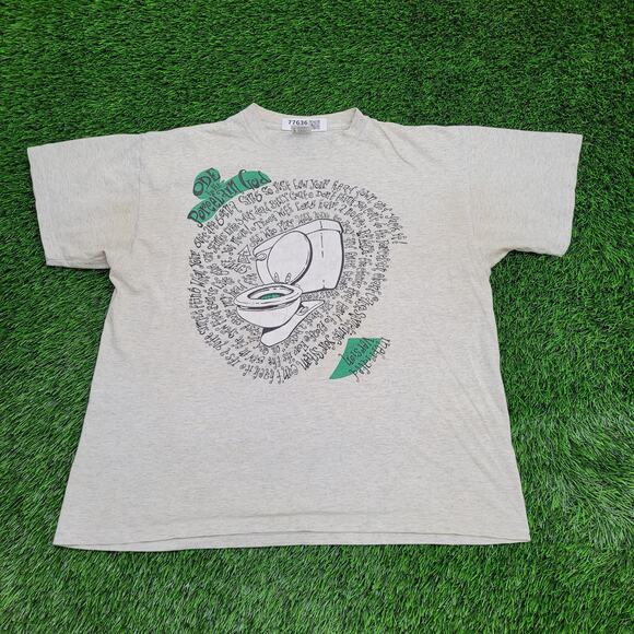 Vintage 90s Drunk Toilet Shirt XL 24x26 Gray USA - Picture 1 of 16